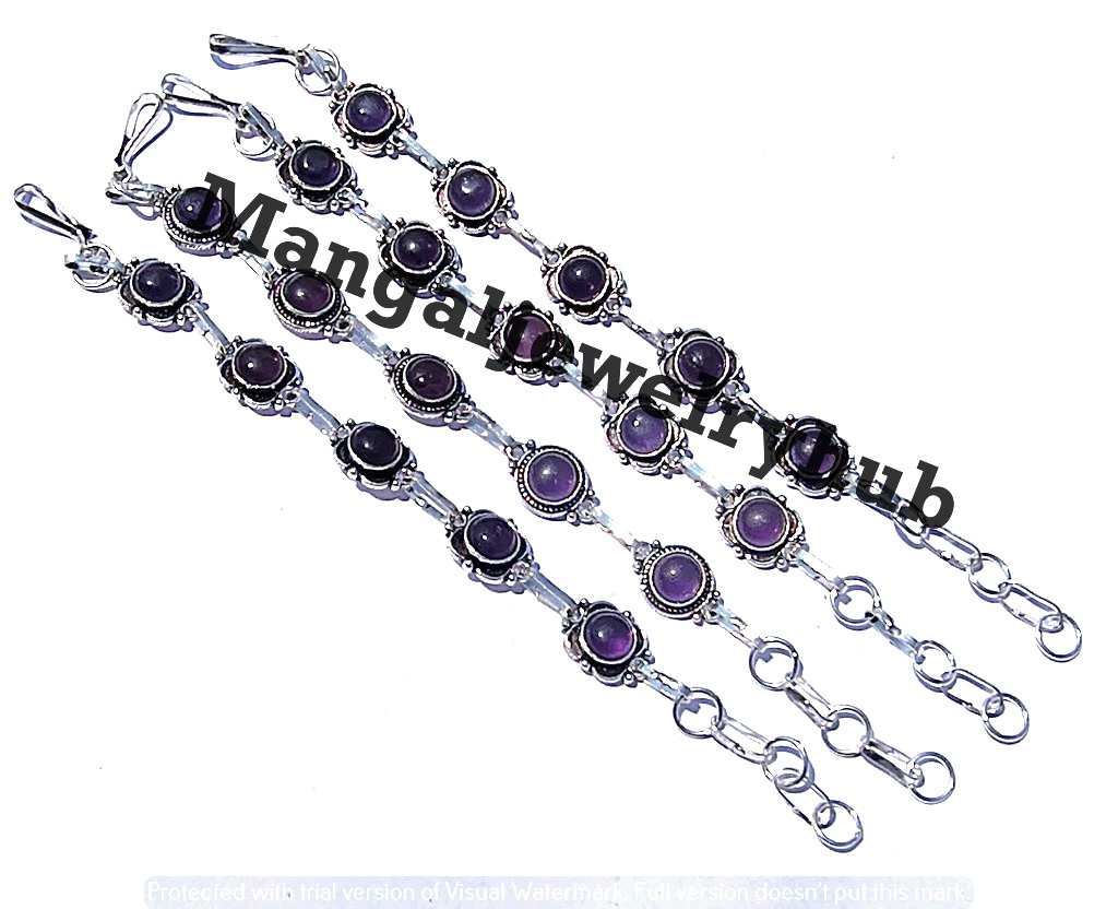 Buy Amethyst Gemstone Bracelets 925 Sterling Silver Plated 10PCS Jewellery Lot