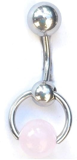 14G VCH Piercing Jewelry Opalite Stone Door Knocker Barbell Surgical Steel
