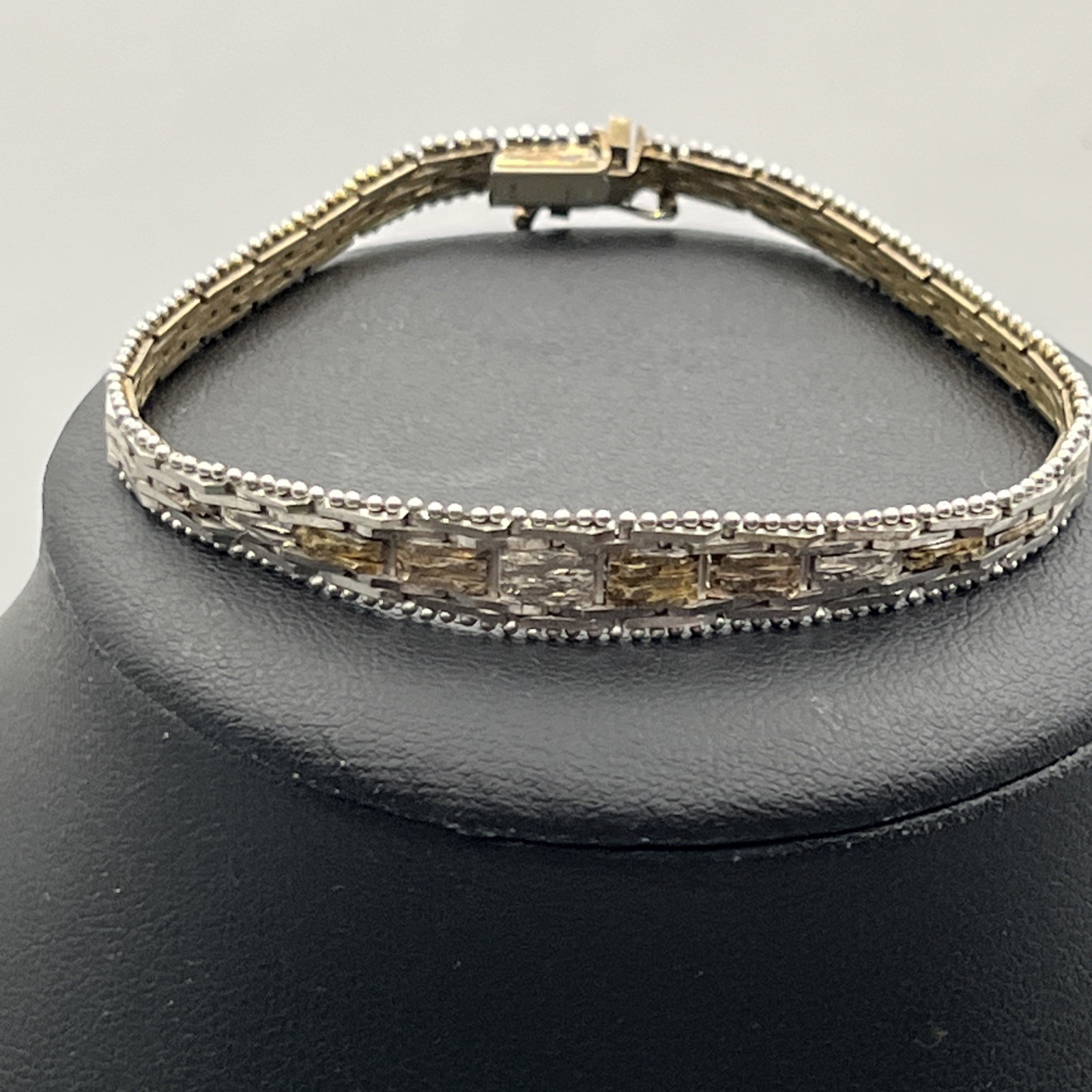Vintage Milor Style Italy 925 Sterling Silver Gold Two Tone Bracelet 7″ 11.9g