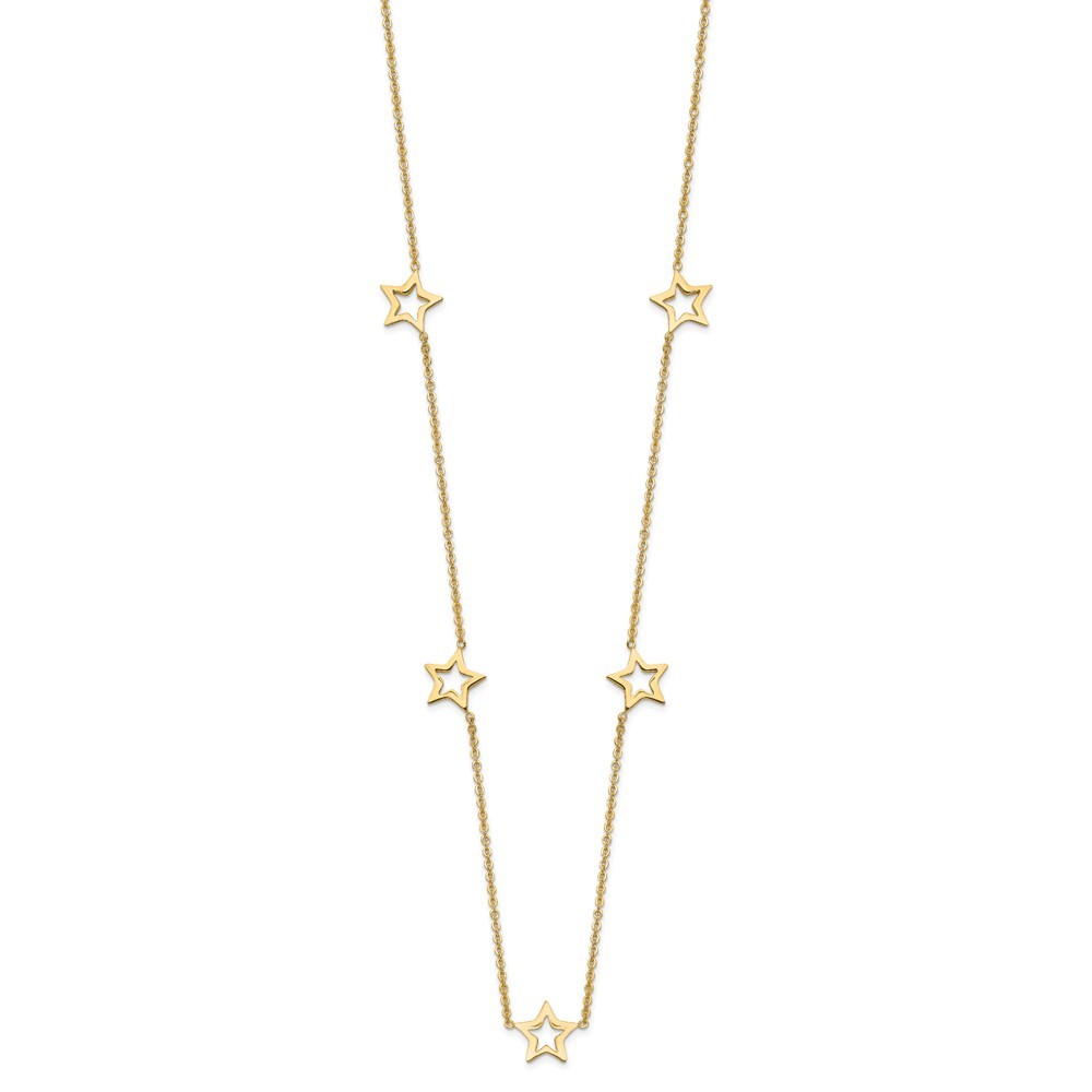14k Yellow Gold Open Stars 16 inch Necklace Plus 2 inch Extension 16 In