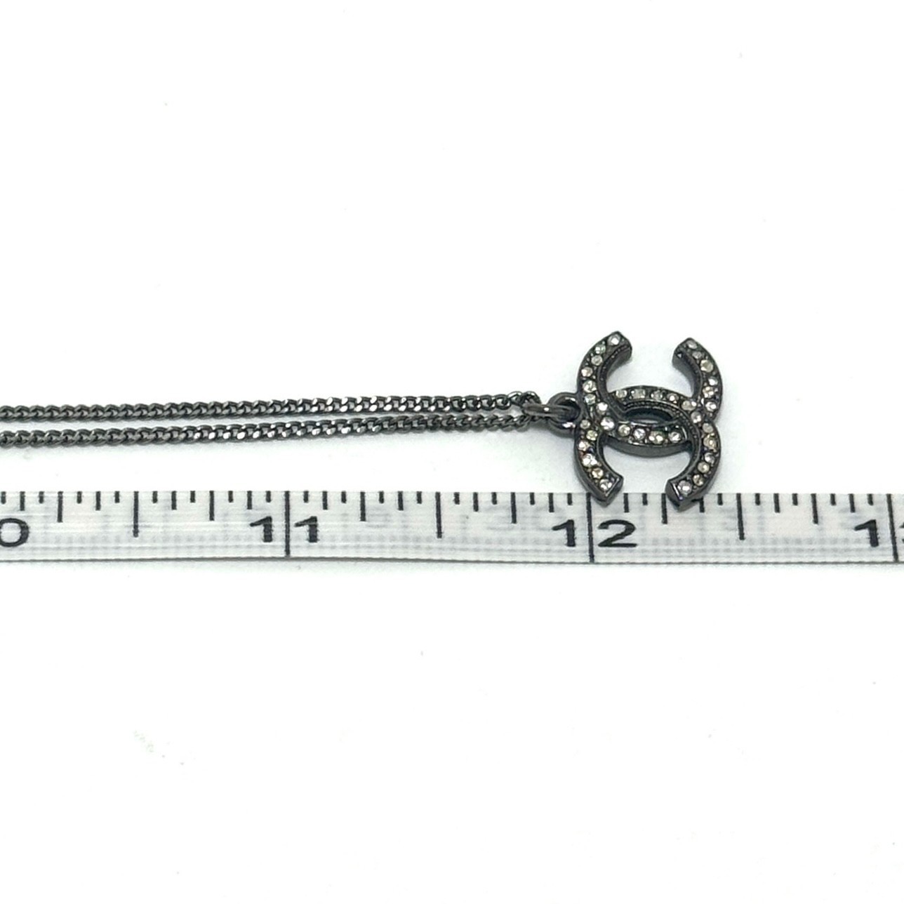 CHANEL A17S CC COCO Necklace Silver Rhinestone ImitationPearl Authentic JAPAN