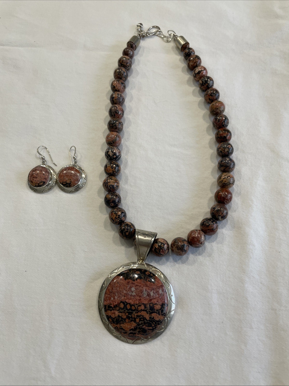 Mine Finds By Jay King Volcanic Stone Sterling Silver Necklace And Earring Set