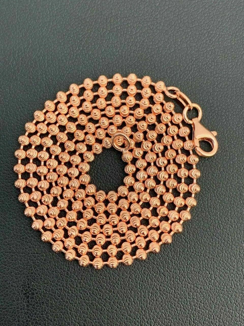 14k Rose Gold Plated Solid 925 Silver Ball Moon Diamond Cut Chain ITALY 2.5mm