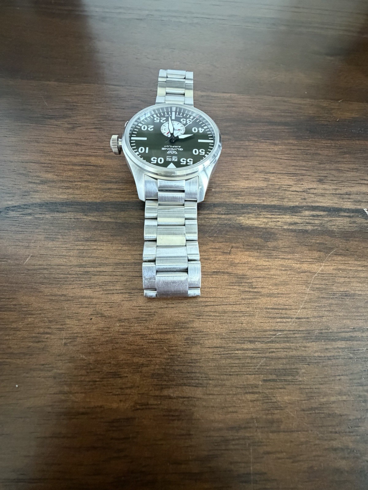 Glycine Airpilot GL0450 Swiss Quartz Chronograph Green Dial Sapphire Watch