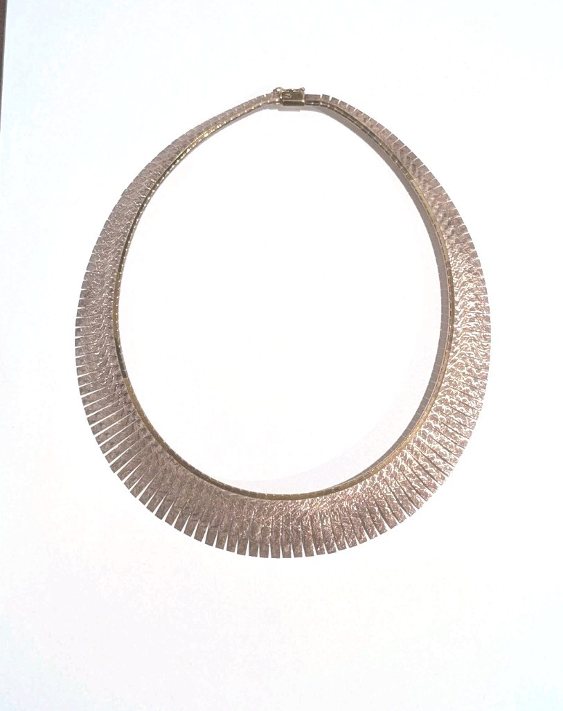 Vtg Vior FGS Italy Sterling Silver Etched 6-25mm Graduated Collar Necklace 41 Gr