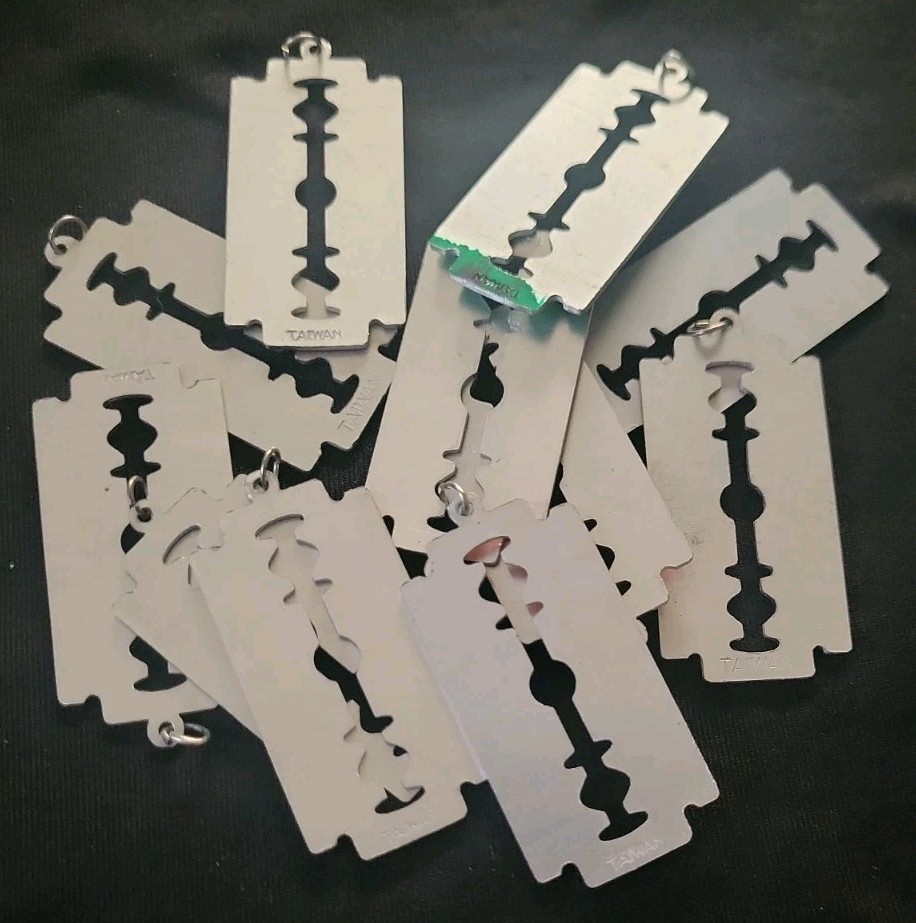 Vintage Razor Blade Pendants or Charms Lot of 11
