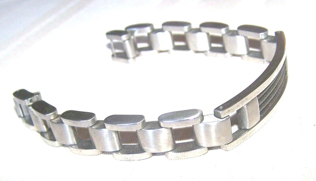 Fancy Heavy EDFORCE Stainless Steel Link ID Style Bracelet | 8” 79.8g 13.25mm