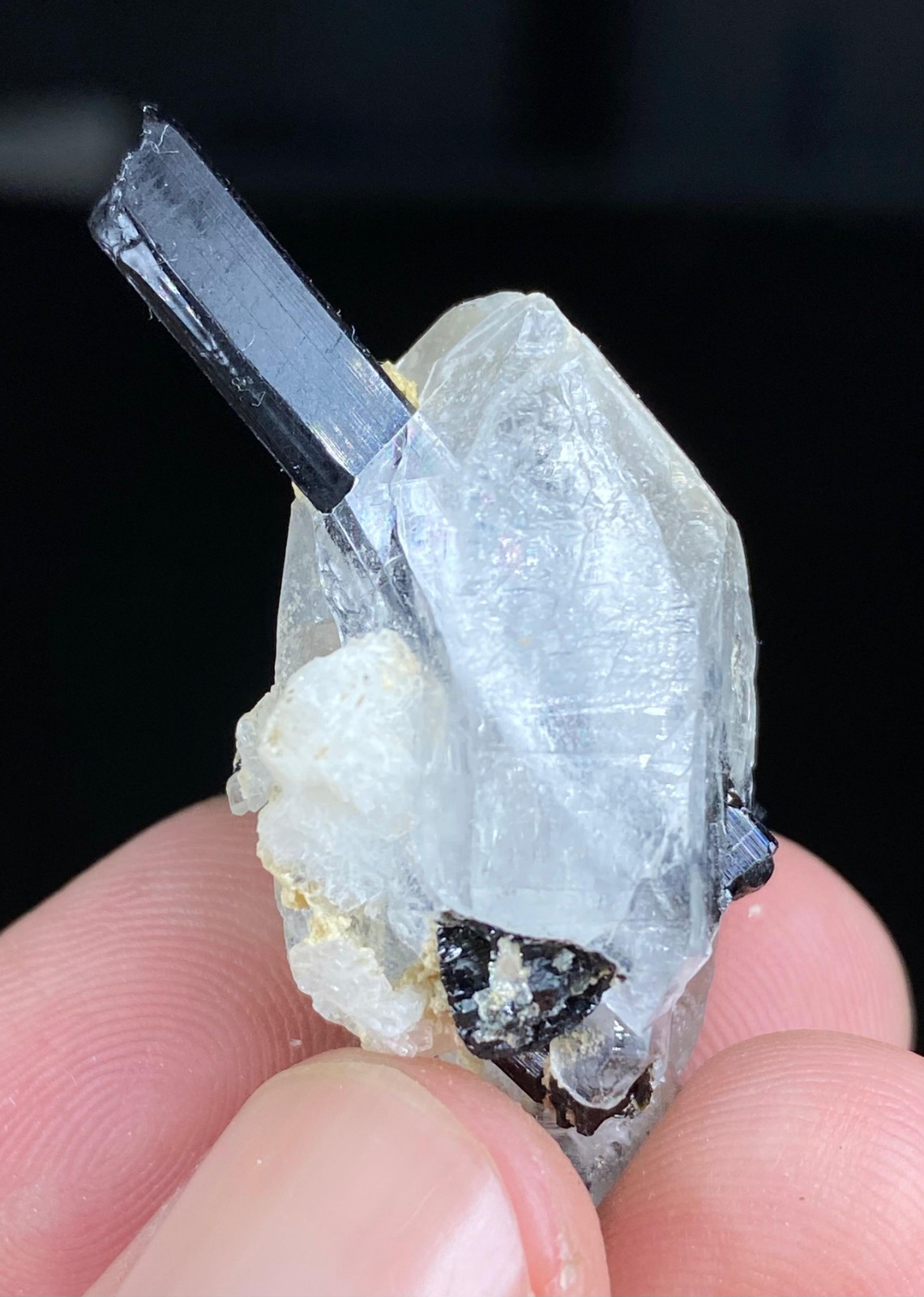 Natural Quardz With Black Tourmaline Crystal Specimen