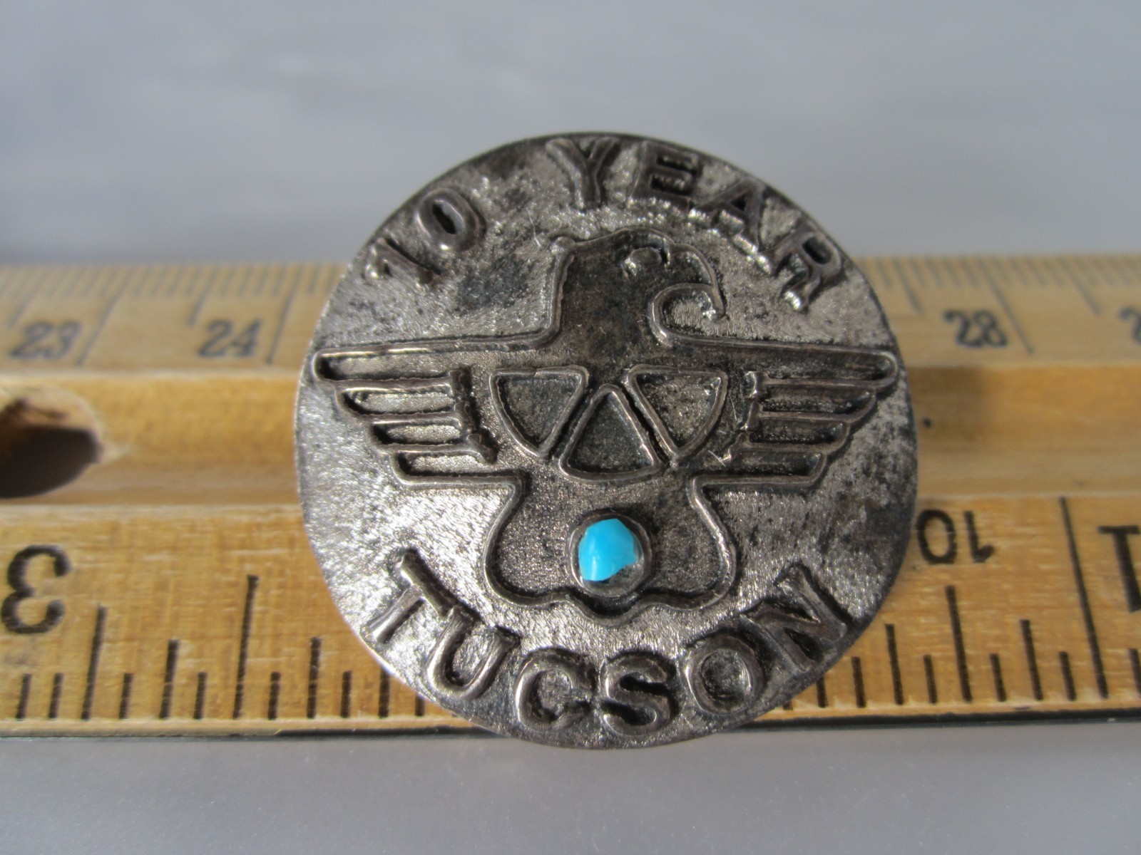 VINTAGE SOLID STERLING SILVER TUCSON 10 YEARS ARIZONA THUNDERBIRD PIN BROOCH