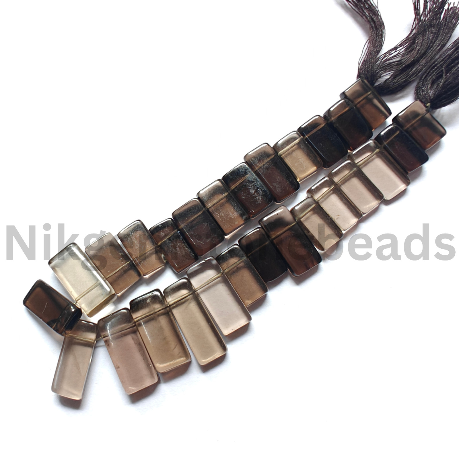 Natural Smokey Quartz Stone, Smooth & Plain Rectangle Cut Beads, 11.50-19.00 MM.