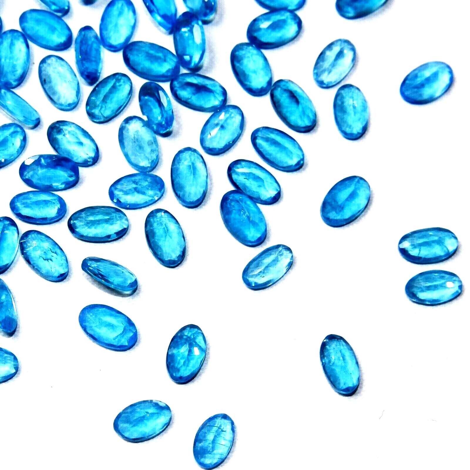Wholesale Lot 4x3mm & 5x3mm Oval Cut Natural Blue Apatite Loose Calibrated Gems