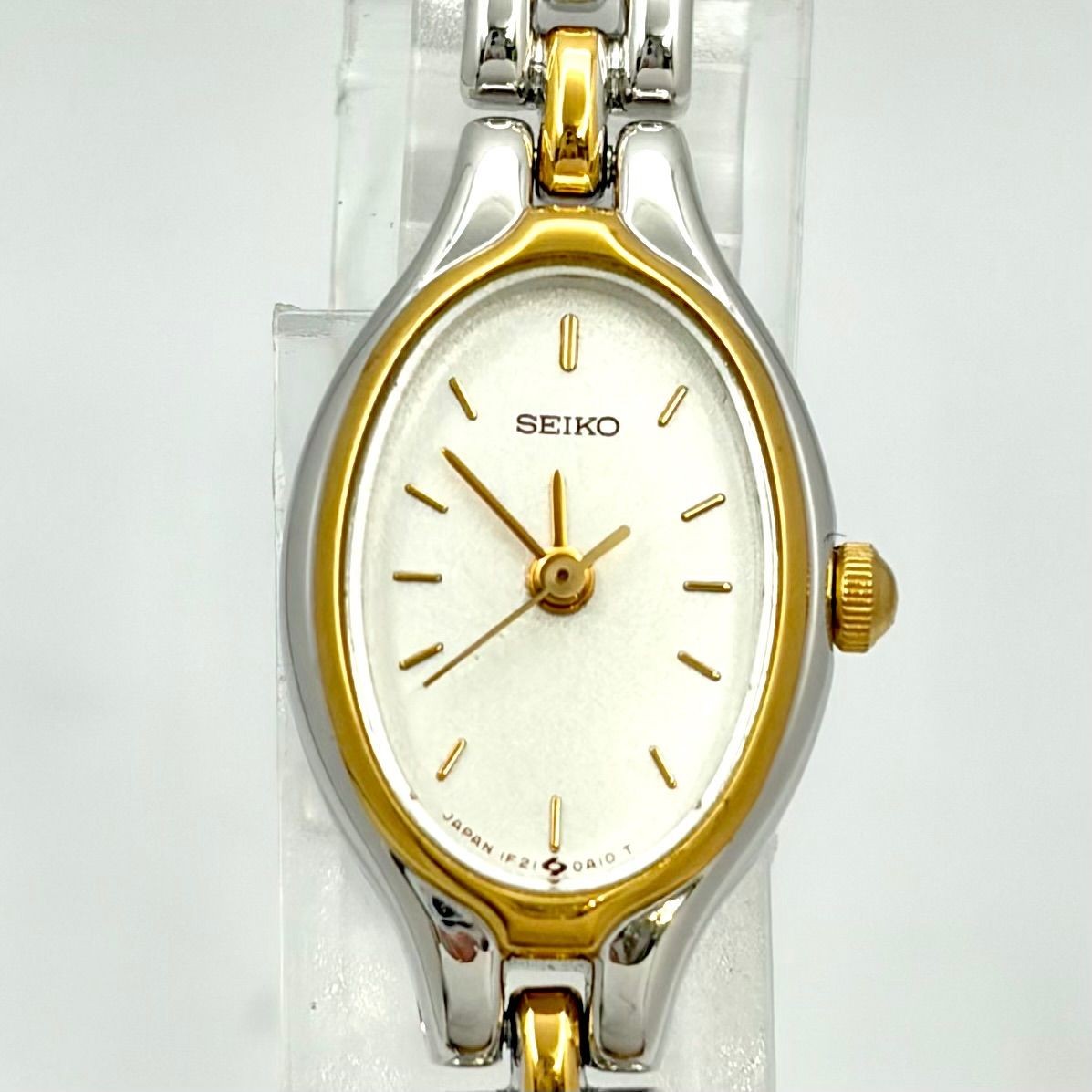 Good Condition New Battery SEIKO Ladies Wristwatch Oval 1F21 5A00 270098