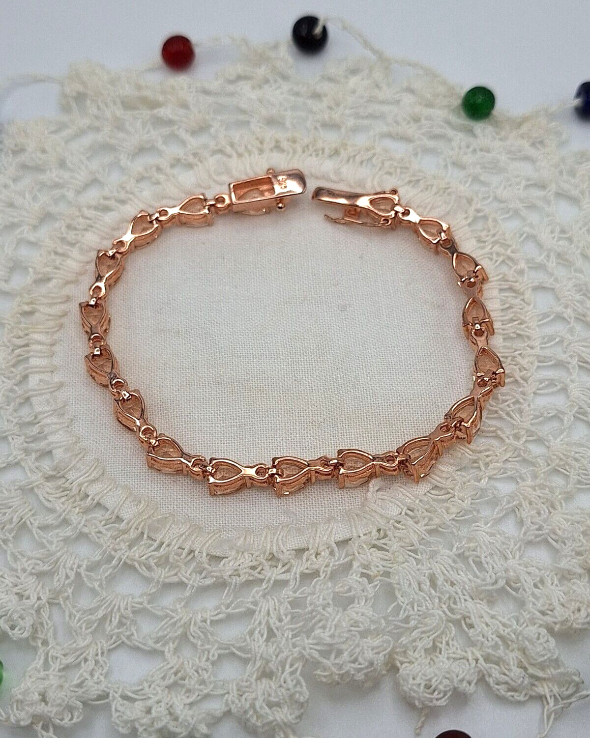 14.10ct Morganite Pear Cut Tennis Bracelet & Rose Gold Vermeil & Sterling Silver
