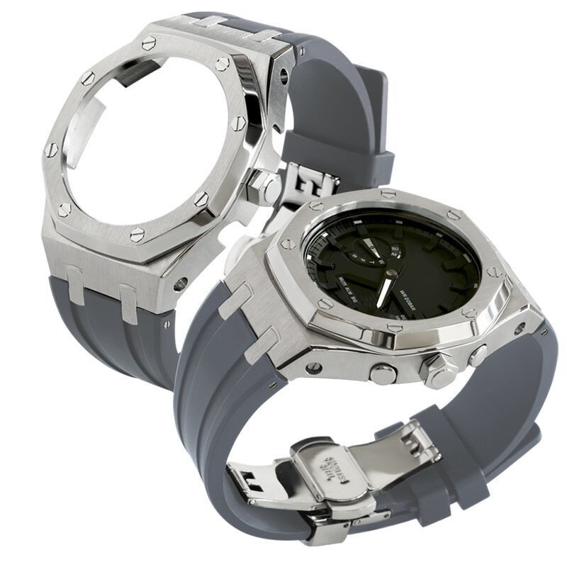 For G-Shock GA2100 GA2110 CasiOak Mod Kit 5th Gen Steel Bezel Case Rubber Strap