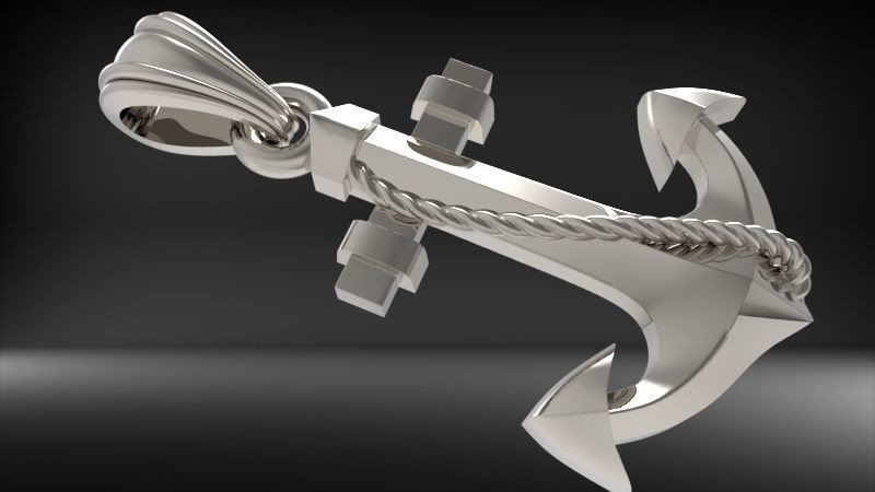 Anchor with Rope Pendant | 999 Fine Silver 23.5mm | Handmade USA
