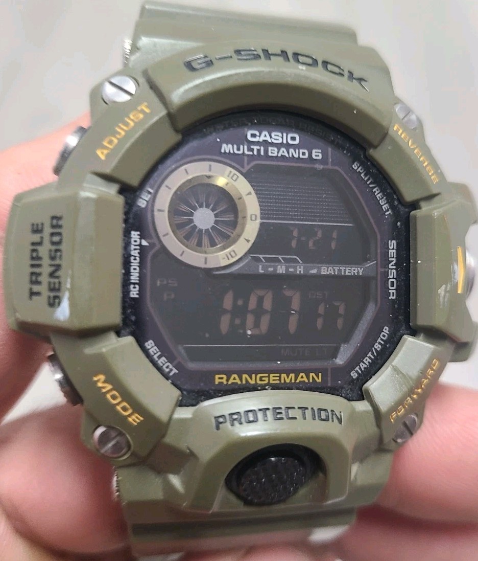 Casio G-shock Master of G Rangeman Green w/Negative Digital Display: GW9400