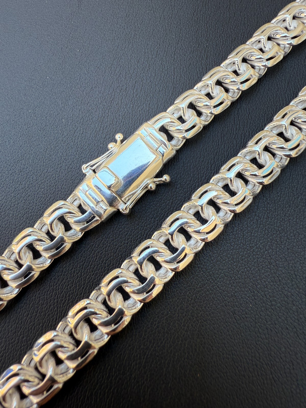 Real 925 Sterling Silver Handmade 9mm Cuban-Byzantine Chainmaille Chain Necklace