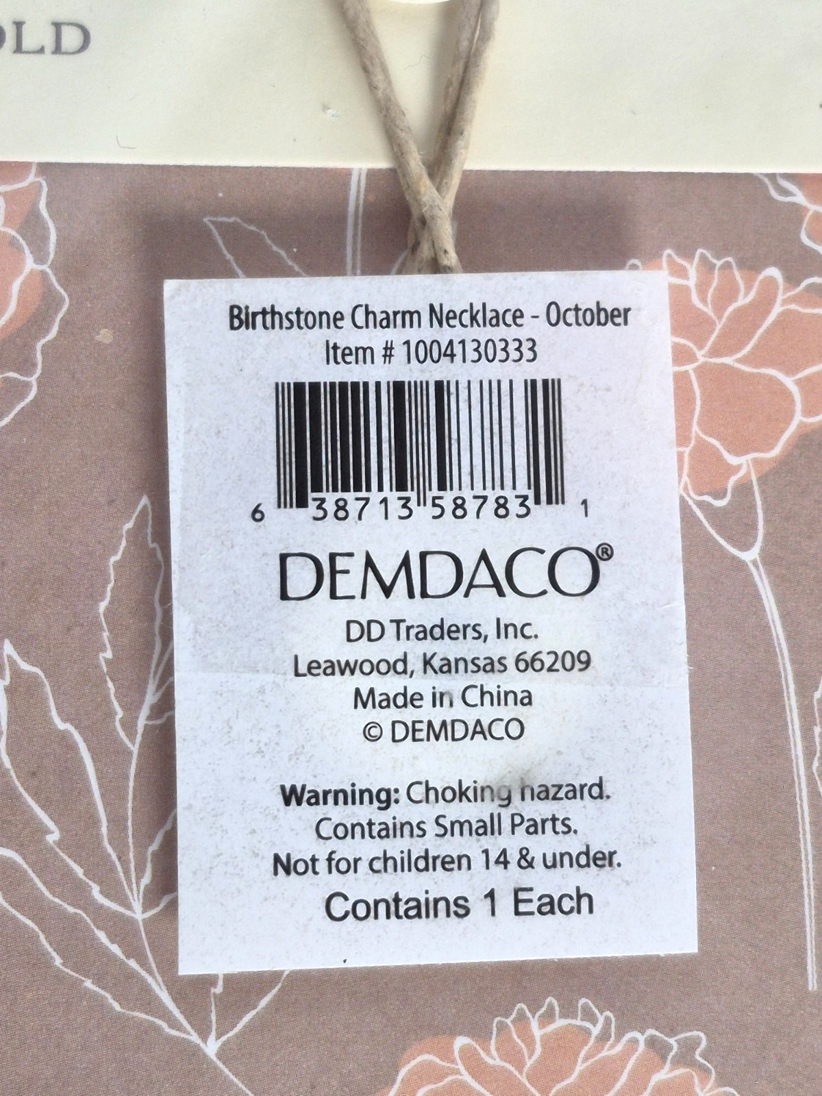 DEMDACO October Birth Month Flower Necklace Marigold Gold Tone Gift New Sealed
