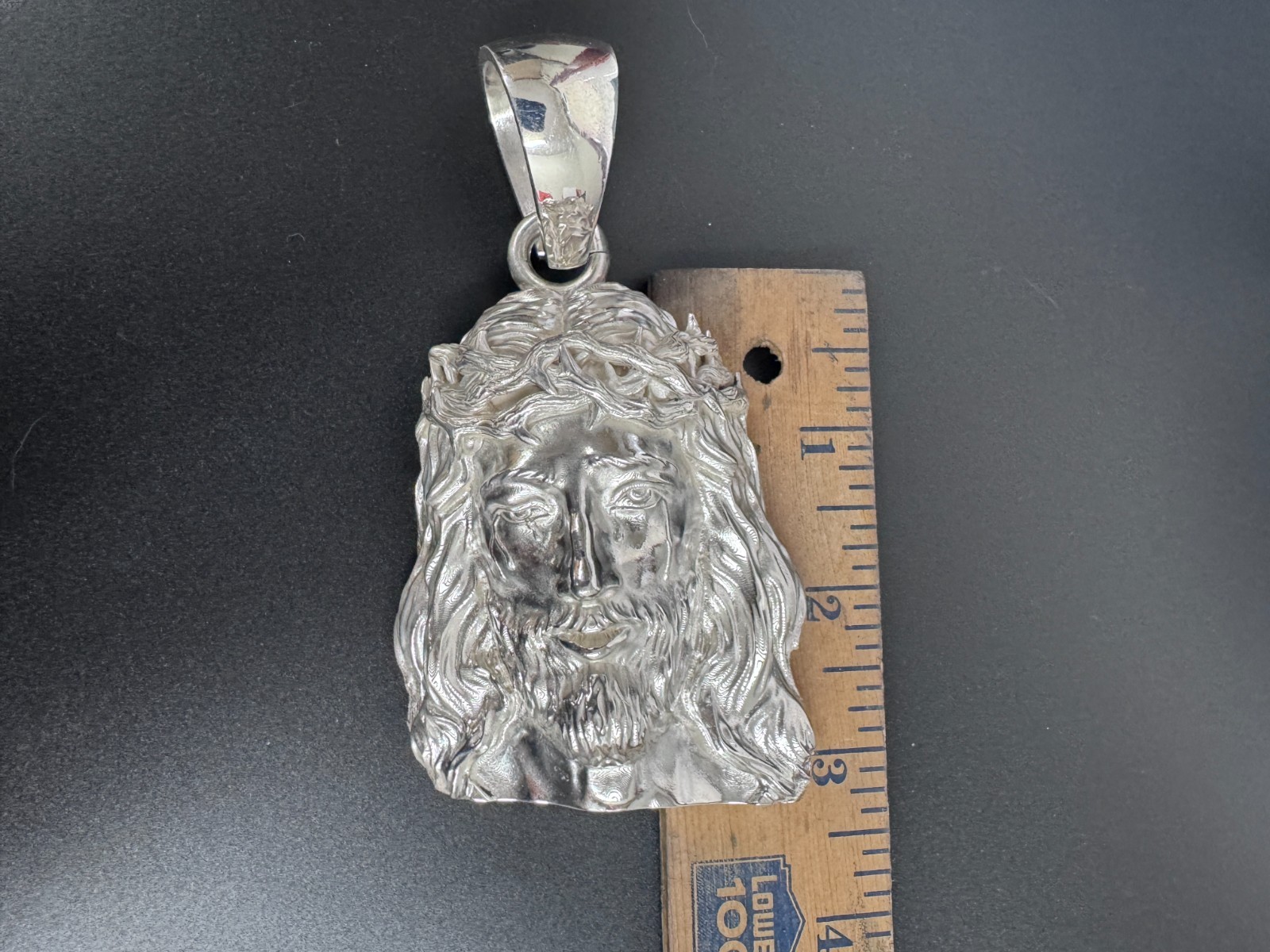 Jesus Head Pendent 4.25″ Extra Large Solid Sterling Silver 925 Heavy! 145 grams