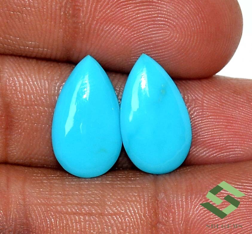 18×10 mm Natural Sleeping Beauty Turquoise Pear Cabochon Pair 7.16CTS Loose Gems