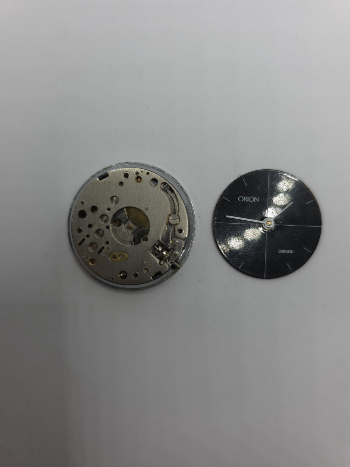 Vintage ORION Watch Movement Cal. BFG 866 Black Dial 2 Hands Main Spring Parts