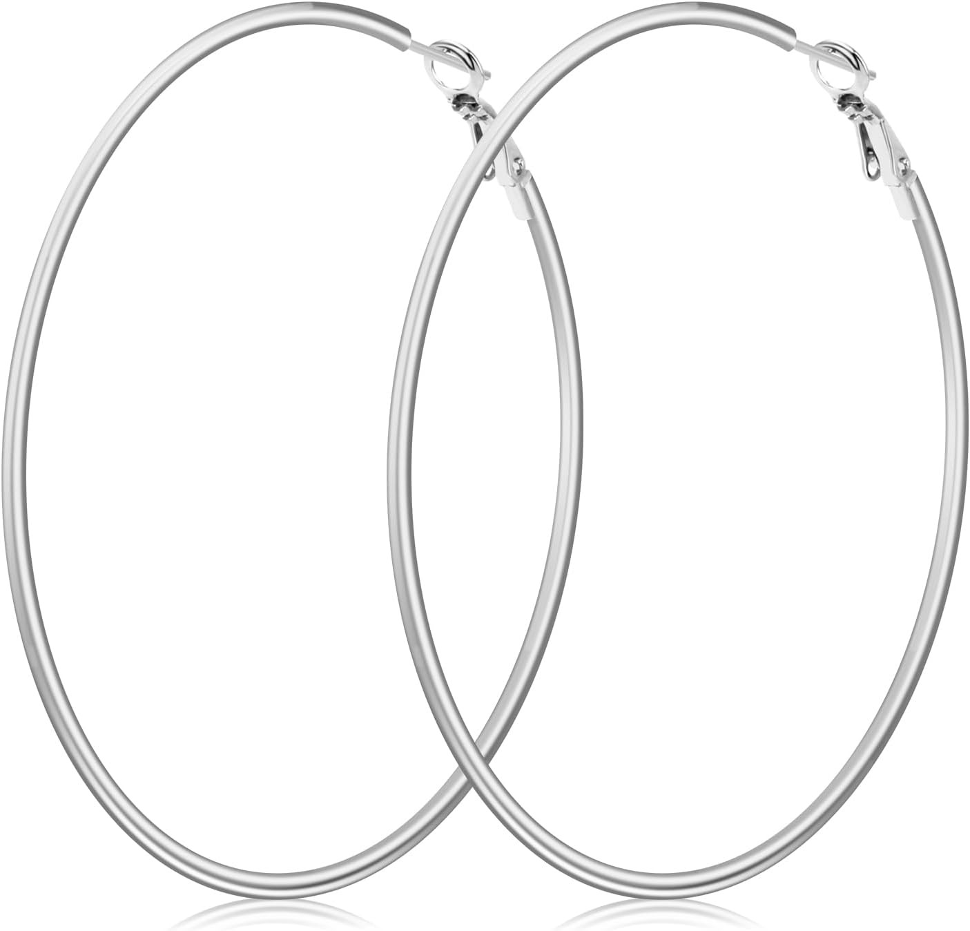70Mm Large Hoop Earrings for Women, Silver Gold Stainless Steel Big Hoops | 14 G