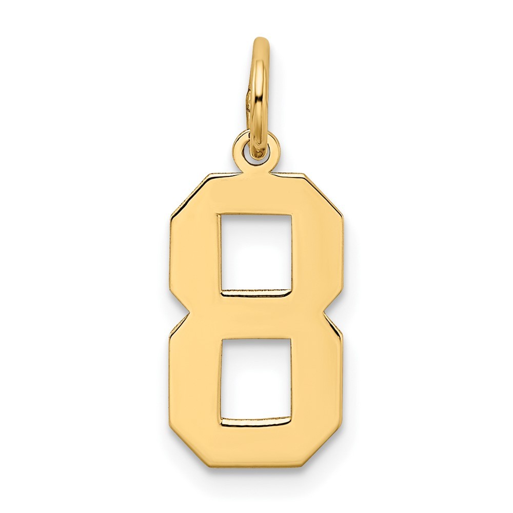 10k Yellow Gold Medium Satin Number 8 Charm Pendant 0.27g
