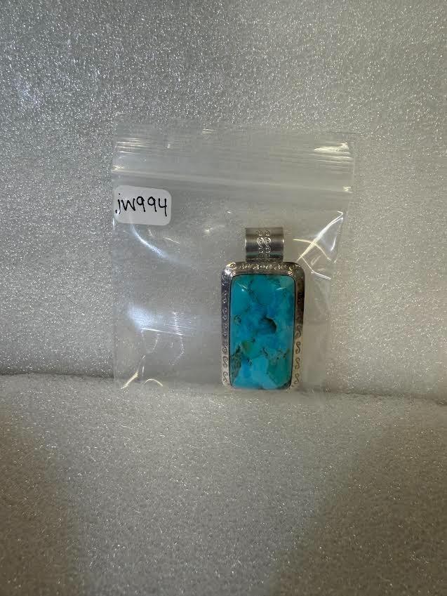 DTR Mine Finds by Jay King Sterling Silver & Turquoise Large Rectangular Pendant