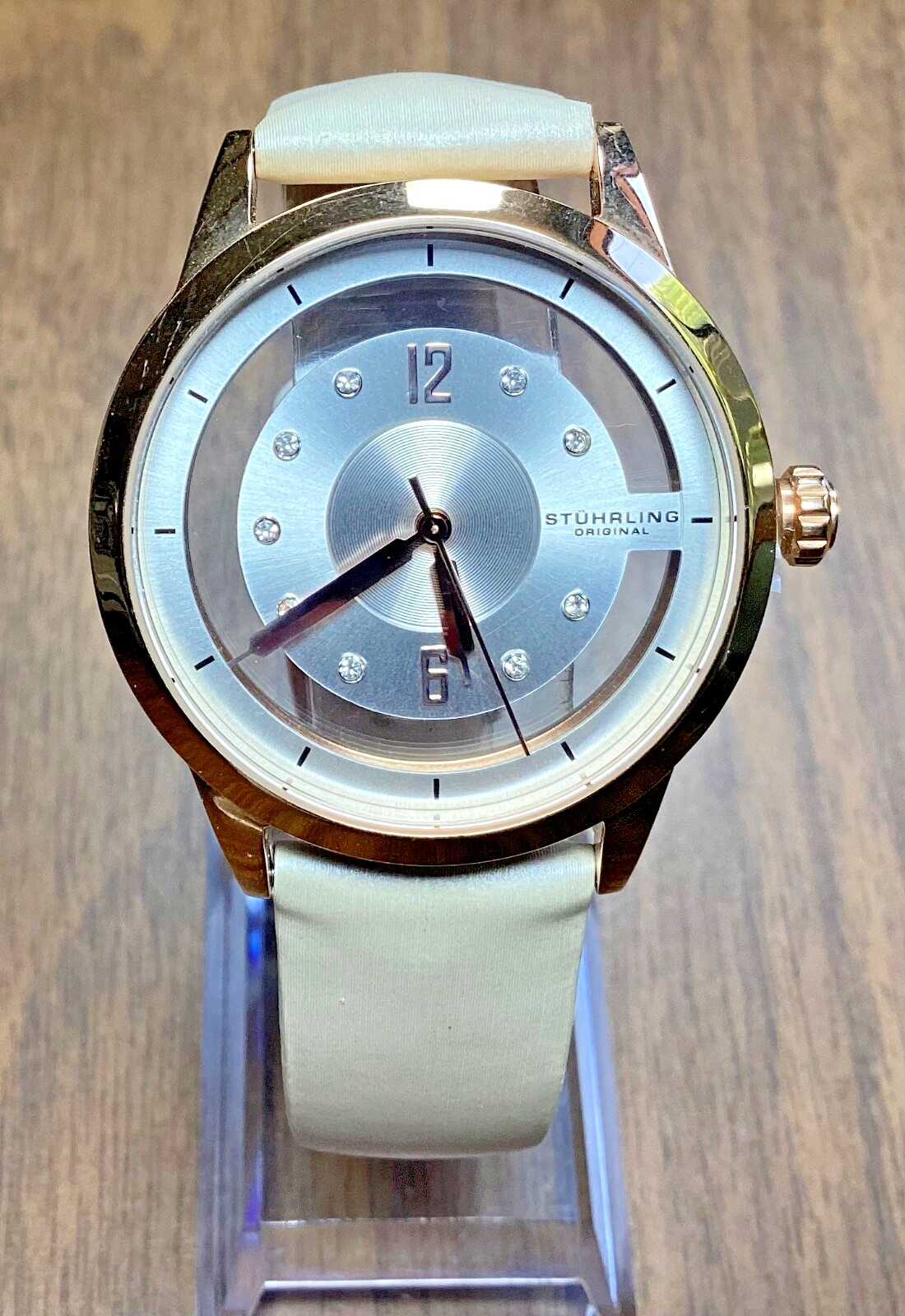 Stuhrling Women’s Watch Winchester Rose Gold Transparent Dial 946L New Battery