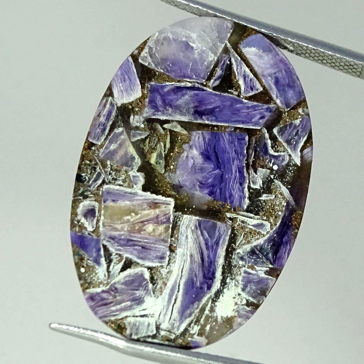 23.10Cts Lab-Created Copper Charoite Oval Cabochon Gemstone 20X31X5MM