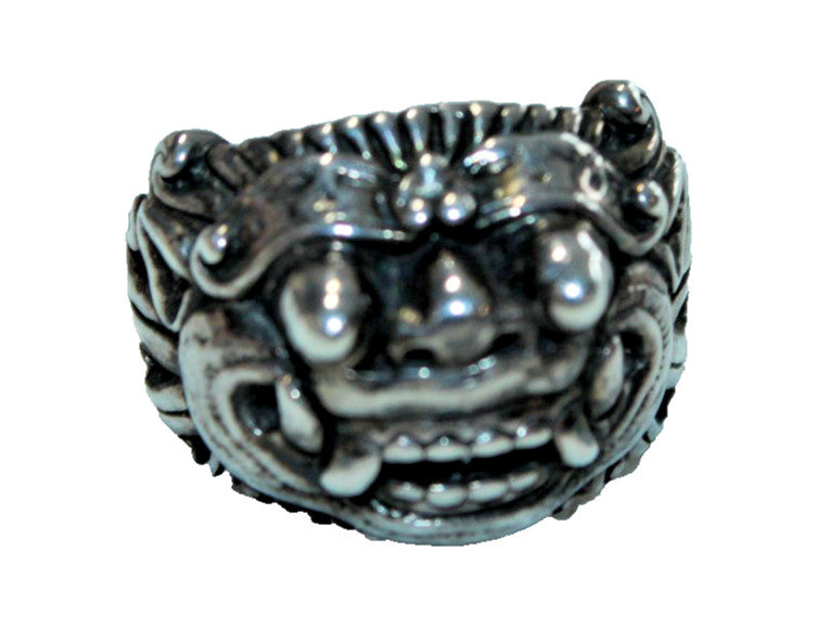 Balinese Mythology Sterling Silver 925 Barong Shape Men Ring Ethnic Handmade Sz6