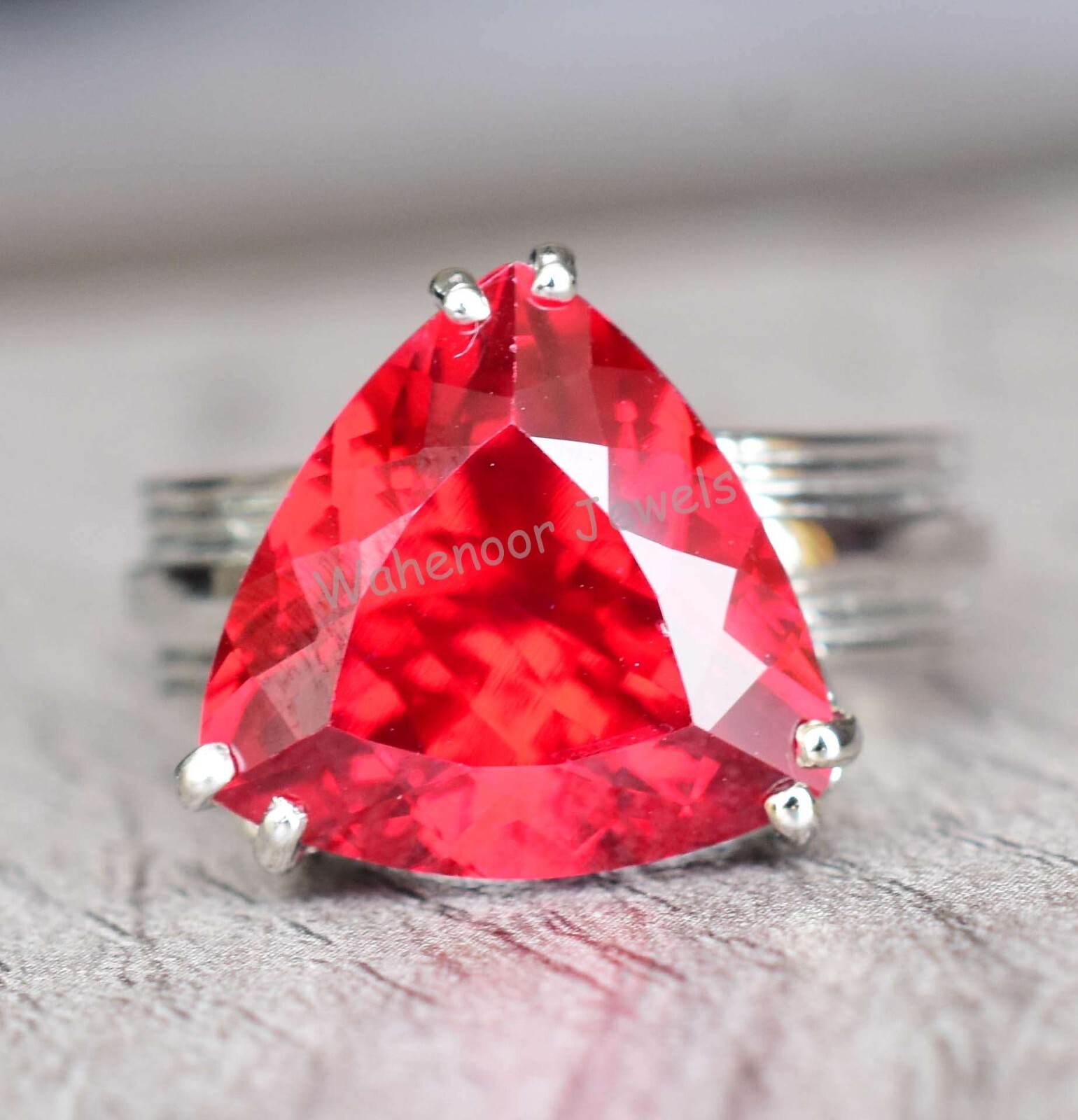 925 Sterling Silver Ring Natural Ruby 15 MM Round Wedding Ring CERTIFIED