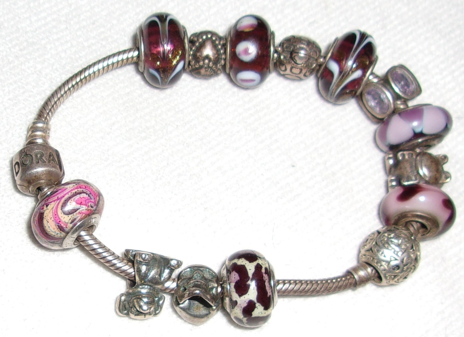 Sterling Silver Pandora 14 Charms Bracelet 7.5″inch Long