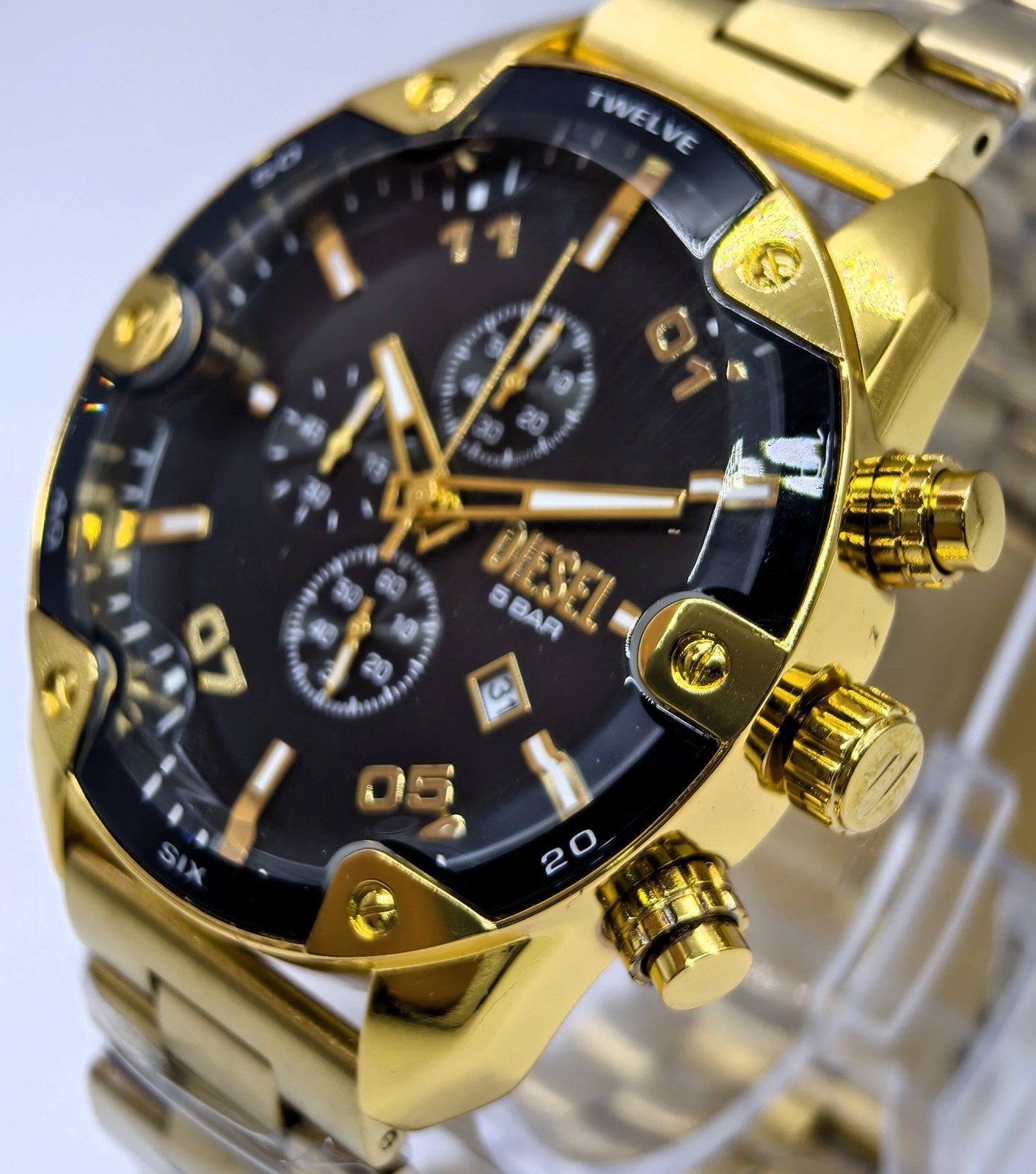 Awesome Diesel Spiker ”ONLY THE BRAVE” Chronograph Quartz Men’s Wrist Watch