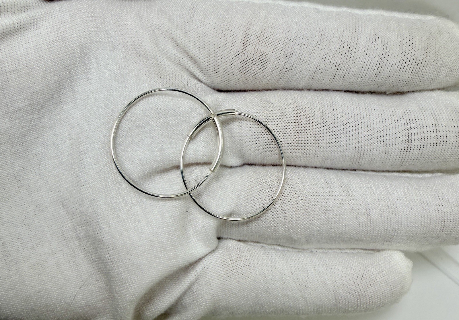 0.9” Light 24mm X 0.8mm Thin Sterling Silver 925 Endless Hoop Earrings Earring