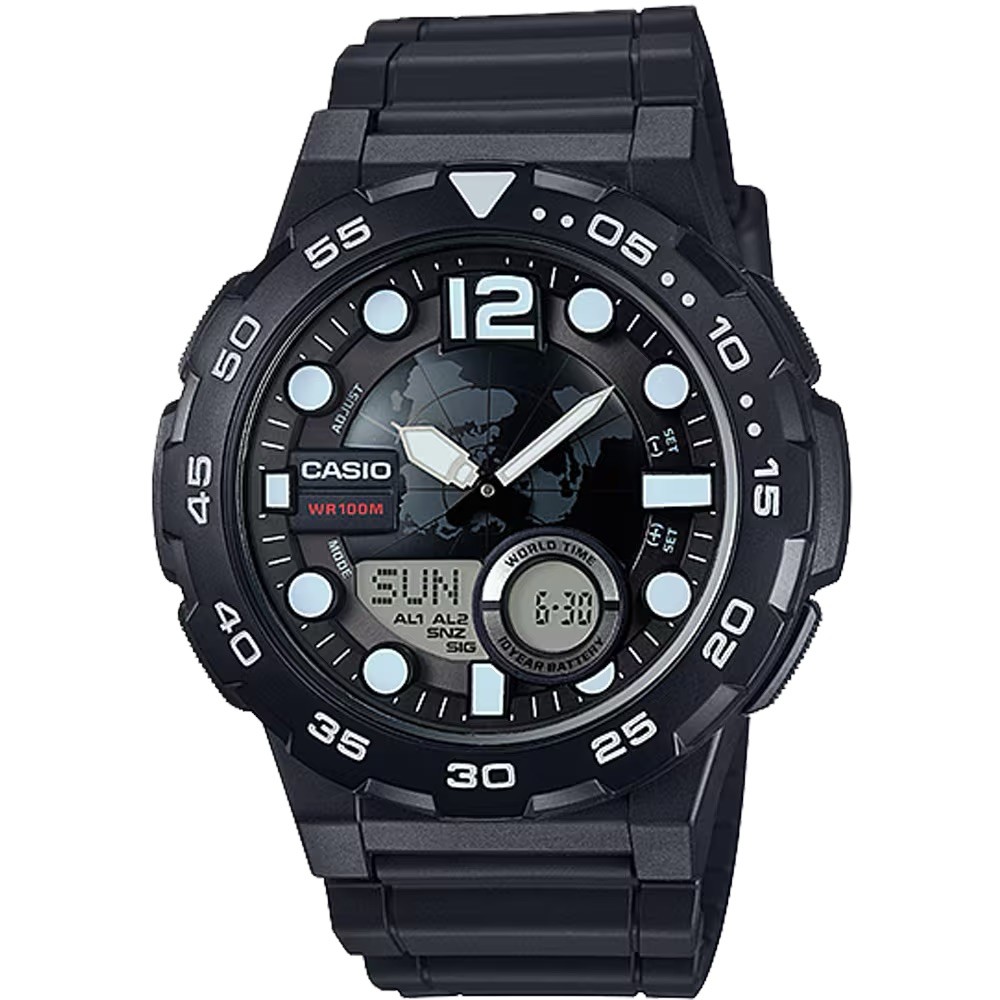 Casio Men’s Analog-Digital Watch with Black Dial – AEQ-100W-1AV