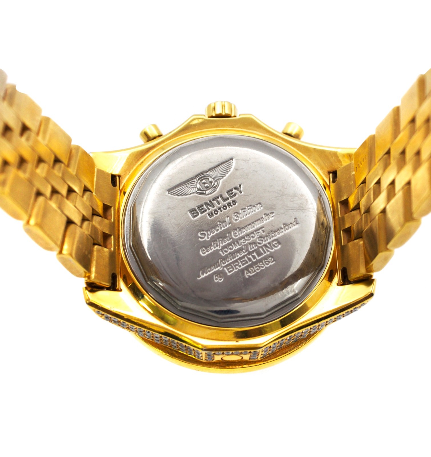 Breitling Bentley Motors A25362 Auto 50mm Custom Diam 18K YG Plated Steel Watch