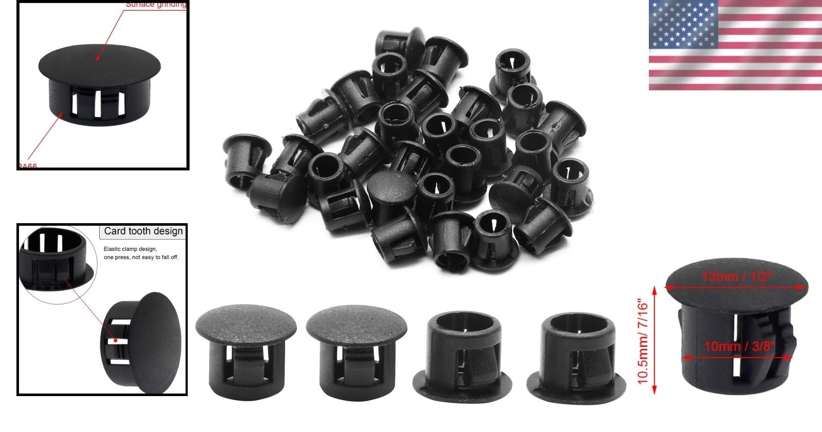 Versatile 10mm Snap-In Black Hole Plugs – 30PCS for Indoor & Outdoor Use