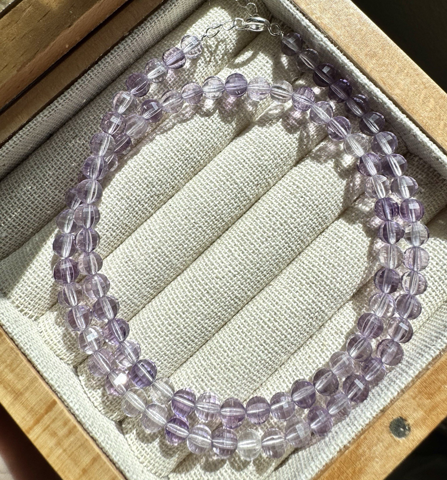Natural purple Amethyst necklace 5.2mm Total Length 40cm+5cm