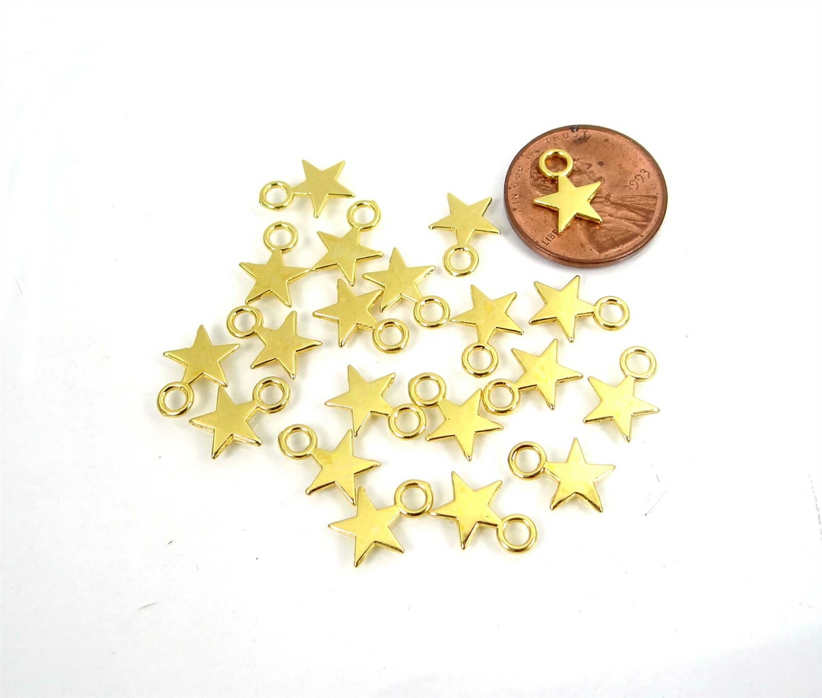 20 Star Charms Gold Plated Pewter Alloy 8x11mm