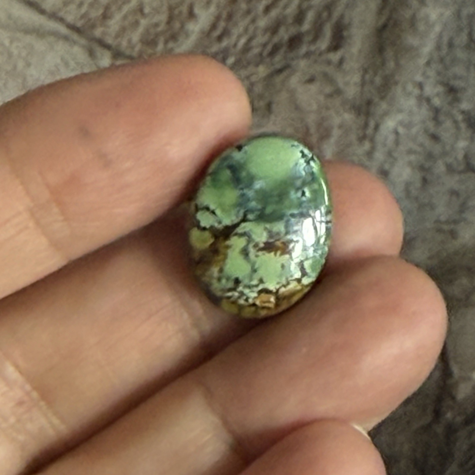 14.10ct 18.7c14.7×6.5mm Green Qingu Mine Turquoise Oval Cabochon Backed Stone