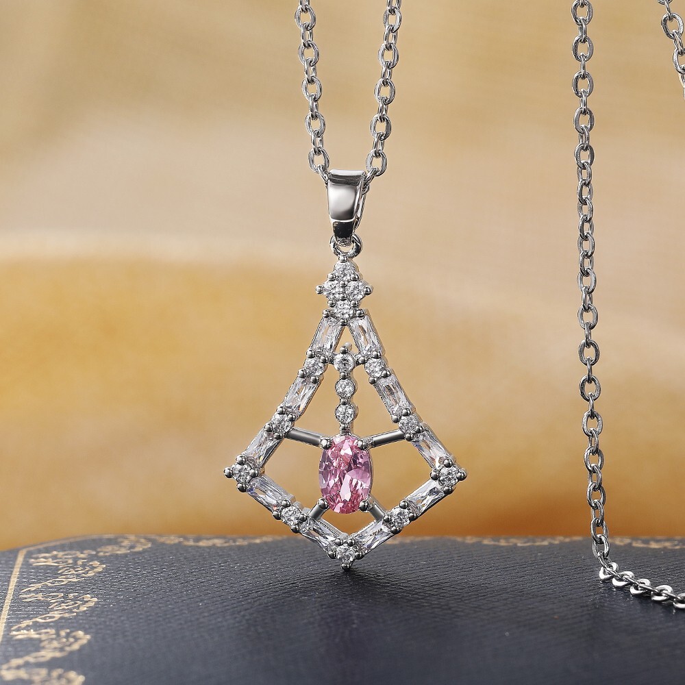 1.82CT Simulated Diamond Unique Necklace Silver Plated Pendant Valentine Gifts
