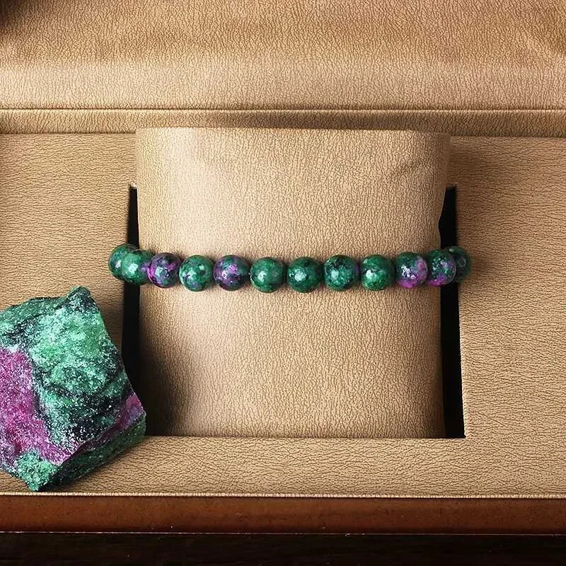 Natural Ruby Zoisite 8mm Beads Green Healing Reiki Gemstone Stretch Bracelet