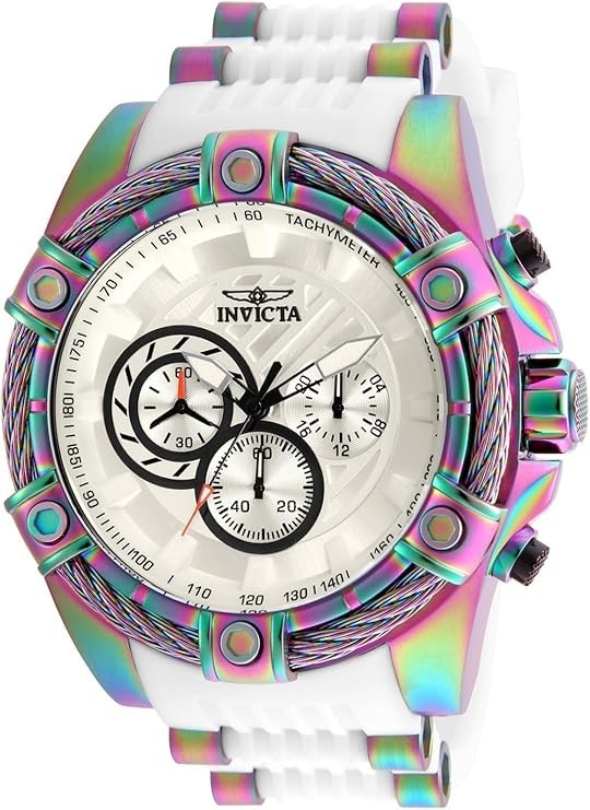 Invicta Men’s Bolt Quartz Chrono 52MM White Dial Iridescent Steel Watch 25530