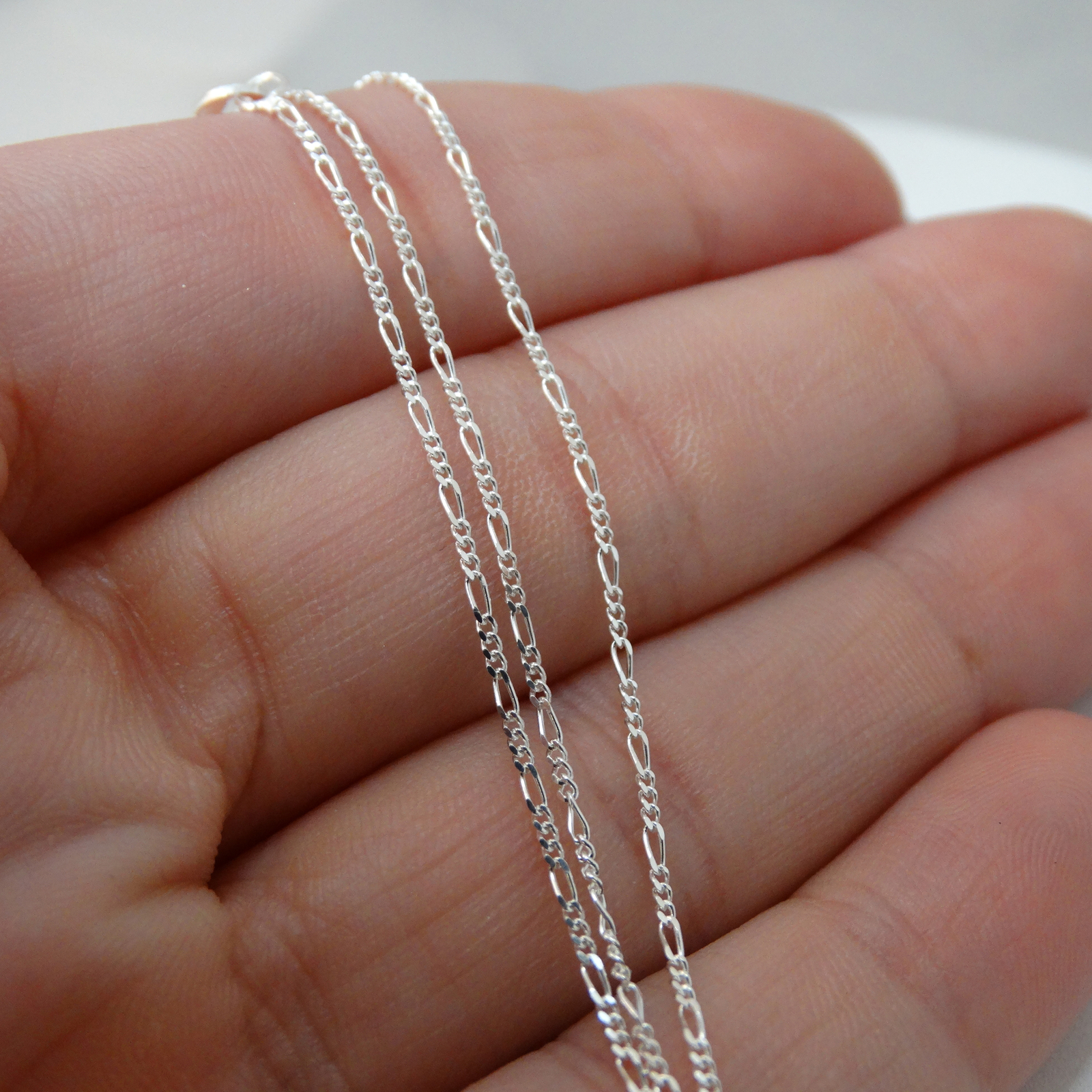 1mm Figaro Chain Necklace – 925 Sterling Silver – 16″ 18″ 20″ 24″ Italy Italian