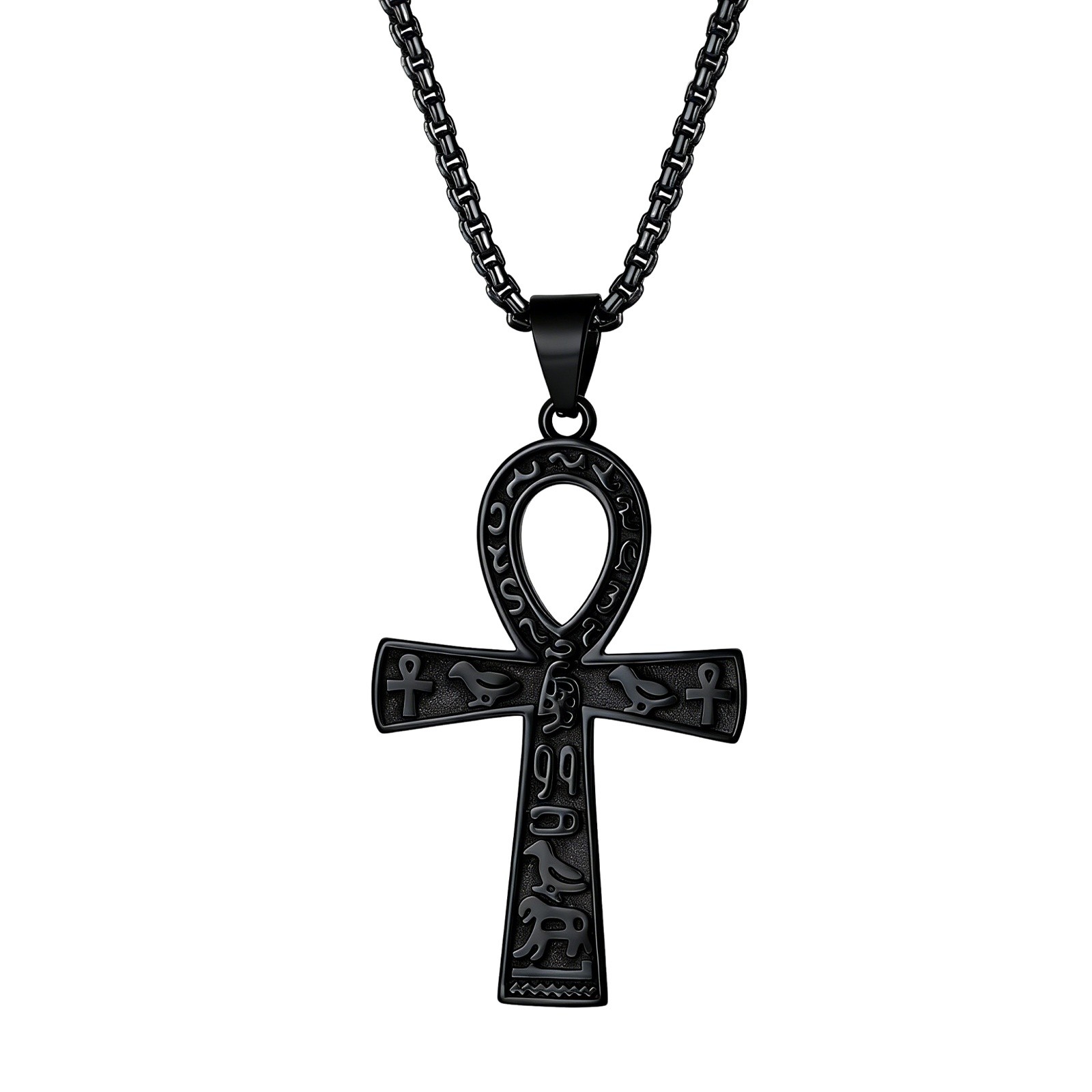 Unisex Stainless Steel Ankh Cross Necklace Ancient Egyptian Symbol Amulet Gift