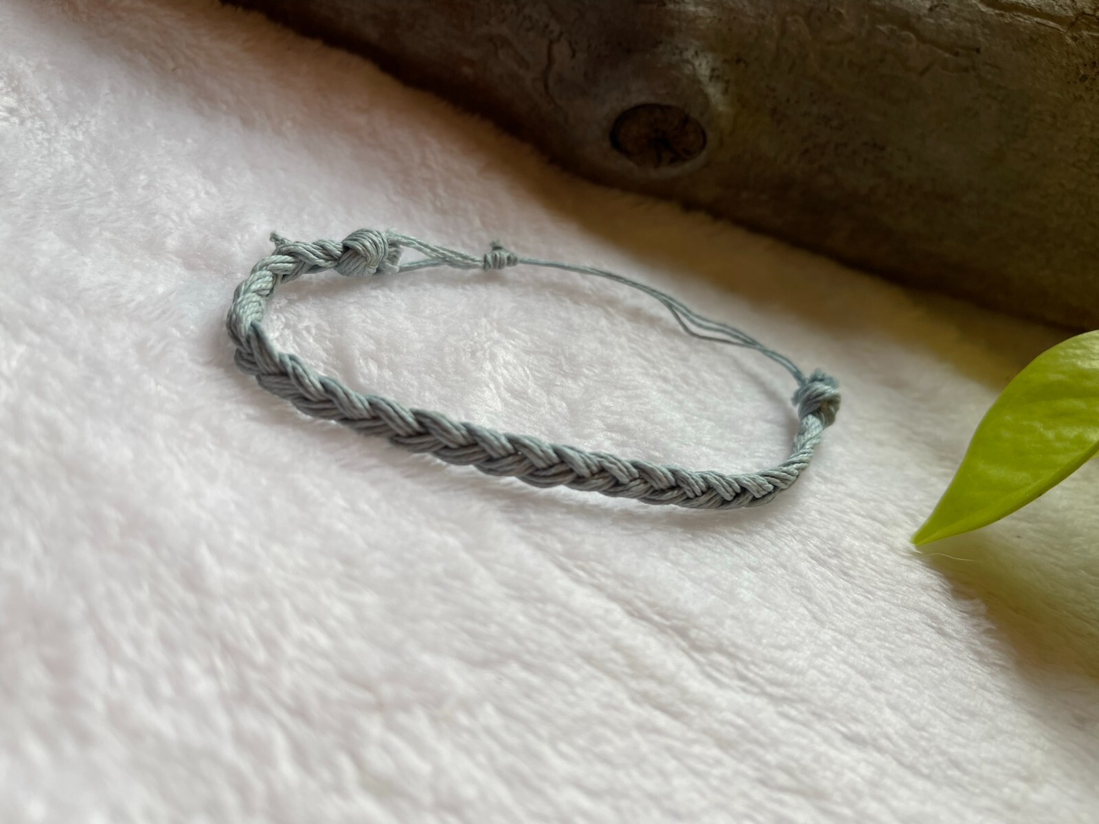 Braided Adjustable Bracelet LIGHT BLUE 100% Cotton String Hand Waxed
