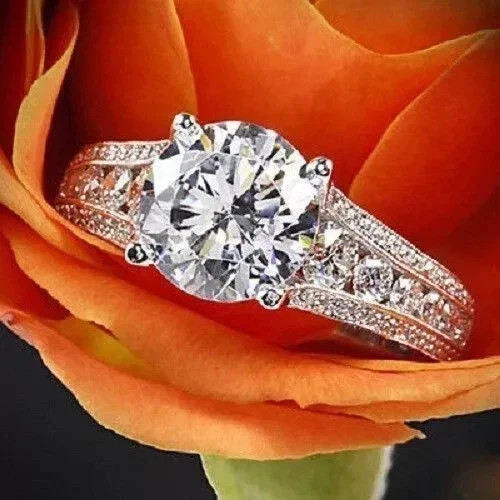 2Ct Round Cut Lab Created Diamond Wedding Engagement Ring 14K White Gold Plated
