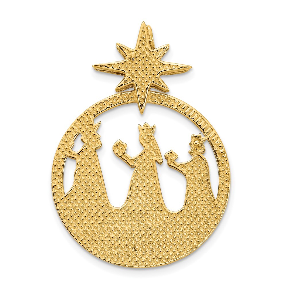 14k Yellow Gold Three Wise Men North Star Pendant 1.95g, L-25.5mm, W-18.32mm