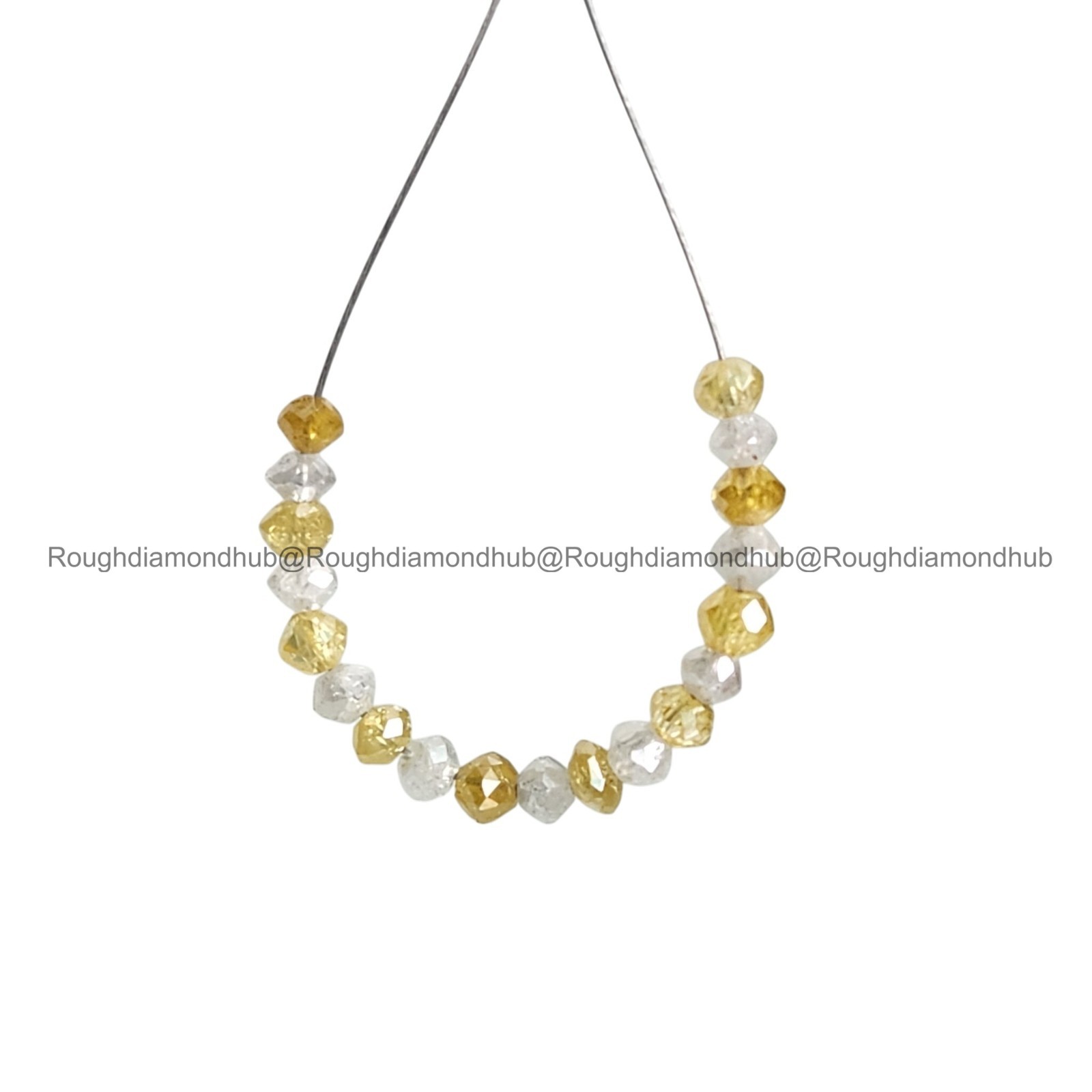 1.03 Ct Natural Yellow White Round Loose Diamond Beads wt Drilled Hole